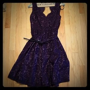 Purple lace a line dress